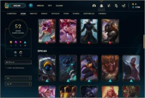 Conta ouro 4 com 52 skins e 70 champs - League of Legends LOL
