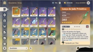 Conta Ar28 , com Xiao + 2 lança de jade - Genshin Impact