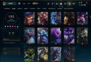 Unranked com 150 Champs e 185 Skins ( MID / TOP / JG ) - League of Legends LOL
