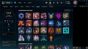 Conta com 534 skins, todos champ, todos emotes - League of Legends LOL