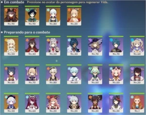 Conta com Hutao+Venti+Ayaka+Yoimiya+Qiqi - Genshin Impact