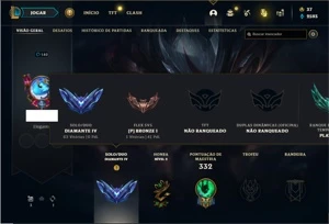 Conta diamante 4 com 155 Champs e 167 Skins + 7 Vitoriosas - League of Legends LOL