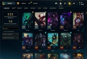 Conta diamante 4 com 155 Champs e 167 Skins + 7 Vitoriosas - League of Legends LOL