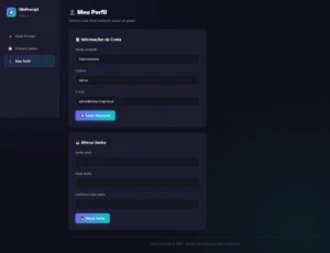 Script Sistema Gerador De Prompts Para Sites Profissionais - Inteligência Artificial