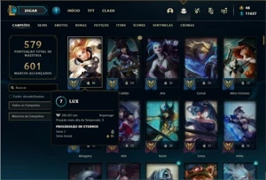 Conta ouro 4 com TODOS os champs e 581 Skins + 8 Prestigios - League of Legends LOL