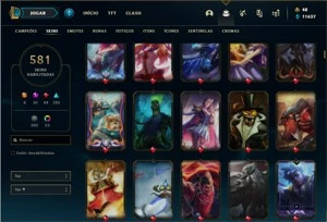 Conta ouro 4 com TODOS os champs e 581 Skins + 8 Prestigios - League of Legends LOL