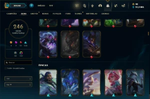 Ouro 3 com TODOS os champs e 246 Skins + 113 Cromas - League of Legends LOL
