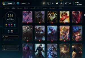 Ouro 3 com TODOS os champs e 246 Skins + 113 Cromas - League of Legends LOL