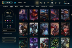 Ouro 3 com TODOS os champs e 246 Skins + 113 Cromas - League of Legends LOL