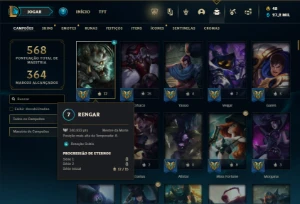Ouro 3 com TODOS os champs e 246 Skins + 113 Cromas - League of Legends LOL