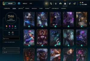 Ouro 3 com TODOS os champs e 246 Skins + 113 Cromas - League of Legends LOL
