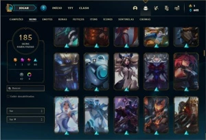 Conta prata 1 com TODOS os champs e 185 Skins + 1350 RP - League of Legends LOL