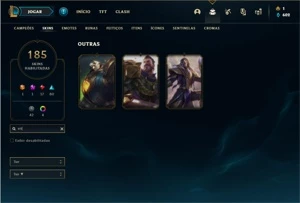 Conta prata 1 com TODOS os champs e 185 Skins + 1350 RP - League of Legends LOL