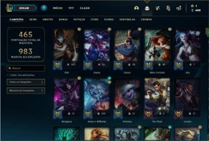 Conta prata 1 com TODOS os champs e 185 Skins + 1350 RP - League of Legends LOL