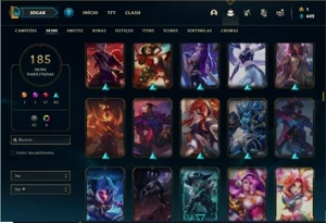 Conta prata 1 com TODOS os champs e 185 Skins + 1350 RP - League of Legends LOL