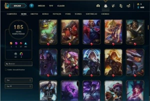 Conta prata 1 com TODOS os champs e 185 Skins + 1350 RP - League of Legends LOL