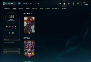 Conta prata 1 com TODOS os champs e 185 Skins + 1350 RP - League of Legends LOL