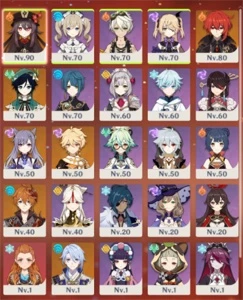 Conta com 6 personagens T5 e uma Arma T5 - Genshin Impact