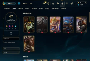 Prata 2 com 75 Champs e 47 Skins + 4 Espolios - League of Legends LOL