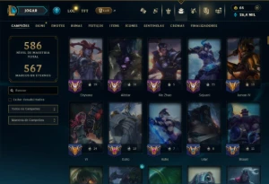 Bronze 4 com TODOS os Champs e 424 Skins +4 Prestigios - League of Legends LOL