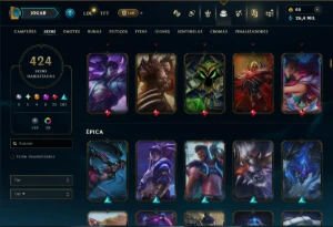 Bronze 4 com TODOS os Champs e 424 Skins +4 Prestigios - League of Legends LOL