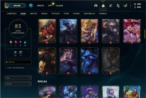 Conta ouro 2 com 125 Champs e 83 Skins - League of Legends LOL