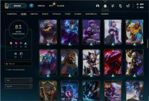 Conta ouro 2 com 125 Champs e 83 Skins - League of Legends LOL