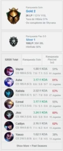 CONTA LOL GOLD 2 - 51% WINRATE - 90 CHAMP - 59 SKINS - League of Legends