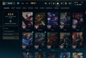 Ouro 1 com TODOS os Champs e 228 Skins ( JG / MID / ADC ) - League of Legends LOL