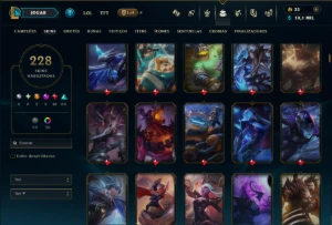 Ouro 1 com TODOS os Champs e 228 Skins ( JG / MID / ADC ) - League of Legends LOL