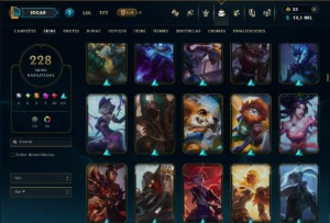 Ouro 1 com TODOS os Champs e 228 Skins ( JG / MID / ADC ) - League of Legends LOL