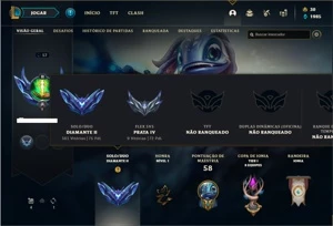 Conta Diamante 2 com 75 PDL, 30 Champs e 4 Skins + 3 Fragmen - League of Legends LOL