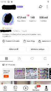 Conta do Kwai com quase 50 mil seguidores Nicho Fitness - Social Media