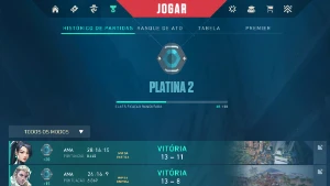 conta valorant platina com varias skins