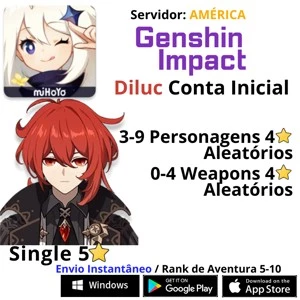 CONTA GENSHIN IMPACT COM DILUC AR7-10+ | ENVIO RÁPIDO / 100%