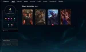 Conta League of Legends ouro 1 4 skins smurf LOL