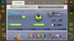 Clã Nv 9 (21 Vitórias Seguidas) Liga Ouro l + CV 7 Brinde - Clash of Clans