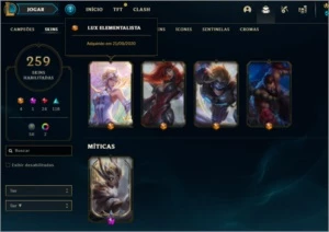 Conta de lol 260 skins, elo anterior plat 3 - League of Legends