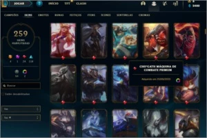 Conta de lol 260 skins, elo anterior plat 3 - League of Legends