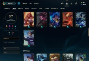 Conta bronze 1 com 130 champs e 57 skins ( MAIN ADC ) - League of Legends LOL
