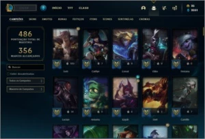 Conta bronze 1 com 130 champs e 57 skins ( MAIN ADC ) - League of Legends LOL
