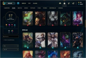Conta bronze 1 com 130 champs e 57 skins ( MAIN ADC ) - League of Legends LOL