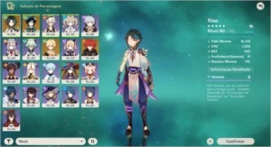 Genshin AR 45 Xiao, Diluc, Túmo e Jade - Genshin Impact