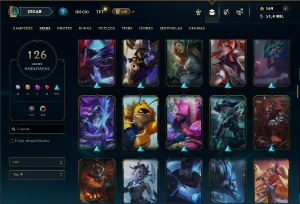 Prata 2 com 115 Champs e 126 Skins ( TOP / JG ) - Nivel 412 - League of Legends LOL