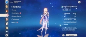 CONTA COM RAIDEN + YOIMIYA + KOKOMI + 1 ARMA 5 ESTRELAS - Genshin Impact