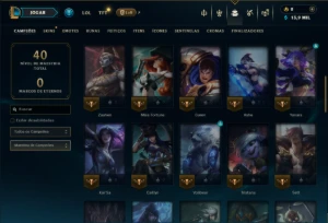 Prata 2 com 50 Champs e 5 Skins +1 Prestigio - League of Legends LOL