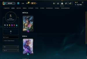 Prata 2 com 50 Champs e 5 Skins +1 Prestigio - League of Legends LOL