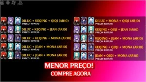 Genshin Impact conta diluc jean keqing qiqi mona AR10