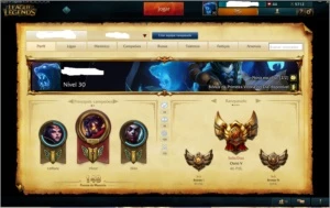 Conta League of Legends, OURO V, 160 skins, (borda s6) LOL