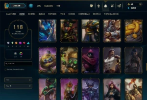 Unranked com 150 Champs e 118 Skins ( MONO SUP ) - League of Legends LOL